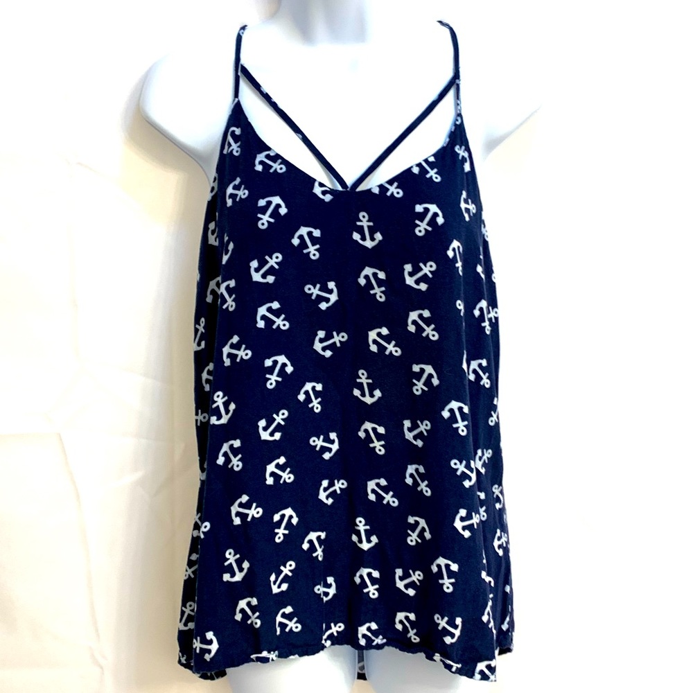 No Boundaries Navy & Grey Anchor T-back Tank Top - size XL - Picture 4 of 10